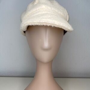 August Hat Company Cream Wool Blend Boucle Newsboy Baker Boy Cap Hat Ivory